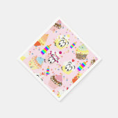 紙ナプキンズハッピー顔カップケーキハッピーバースデー スタンダードカクテルナプキン (角)