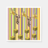 紙ナプキンズバナナモンキーズストライプ スタンダードカクテルナプキン (正面)