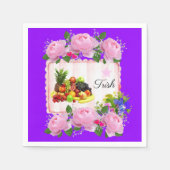 紙ナプキンズパープルフルーツピンクローズフローラ スタンダードカクテルナプキン (正面)