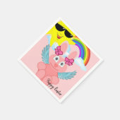 紙ナプキンズピンクウサギハッピーイースター スタンダードカクテルナプキン (角)