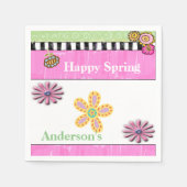 紙ナプキンズピンクグリーンナプキンズフローラ スタンダードカクテルナプキン (正面)