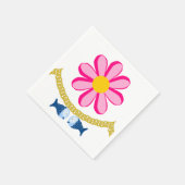 紙ナプキンズピンクフラワー金ゴールドチェーンフィッシュ スタンダードカクテルナプキン (角)