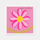 紙ナプキンズピンクフラワー金ゴールドチェーン スタンダードカクテルナプキン (正面)