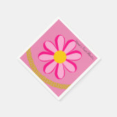 紙ナプキンズピンクフラワー金ゴールドチェーン スタンダードカクテルナプキン (角)