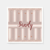 紙ナプキンズピンクローズグリタードリップフローラ スタンダードカクテルナプキン (正面)