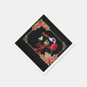 紙ナプキンズブラックフローラモンキーレインボー スタンダードカクテルナプキン (角)