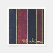 紙ナプキンズブラックブルゴーニュストライプ金ゴールド スタンダードカクテルナプキン (正面)