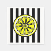 紙ナプキンズブラック&ホワイトストライプレモンズ スタンダードカクテルナプキン (正面)