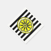 紙ナプキンズブラック&ホワイトストライプレモンズ スタンダードカクテルナプキン (角)