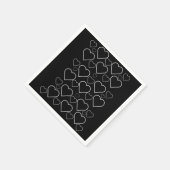 紙ナプキンズブラック&ホワイトハート スタンダードカクテルナプキン (角)