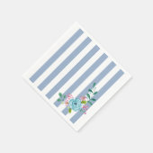 紙ナプキンズブルー&ホワイトストライプナプキンズフローラ スタンダードカクテルナプキン (角)