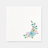 紙ナプキンズブルー&ホワイトナプキンズフローラ スタンダードカクテルナプキン (正面)