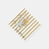 紙ナプキンズベージュ&ホワイトストライプエンジェル賛美ズ スタンダードカクテルナプキン (角)