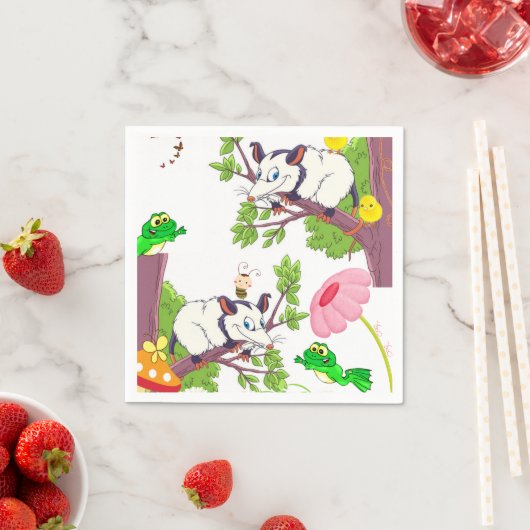 紙ナプキンズポッサムチックフロッグフローラ スタンダードカクテルナプキン (インサイチュ)