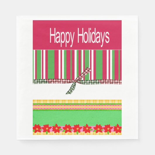 紙ナプキンズメリークリスマスハッピーホリデー スタンダードランチョンナプキン (正面)