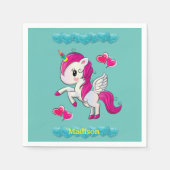 紙ナプキンズユニコーンブルーハート スタンダードカクテルナプキン (正面)