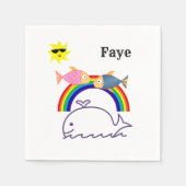 紙ナプキンズレインボーサンクジラ スタンダードカクテルナプキン (正面)