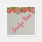 紙ナプキンズレッドローゼスグレイ スタンダードカクテルナプキン (正面)