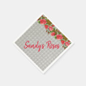 紙ナプキンズレッドローゼスグレイ スタンダードカクテルナプキン (角)