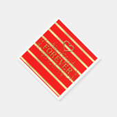 紙ナプキンズレッド金ゴールドフォーエバーストライプ スタンダードカクテルナプキン (角)