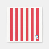 紙ナプキンズレッド&ホワイトストライプペンギン スタンダードカクテルナプキン (正面)