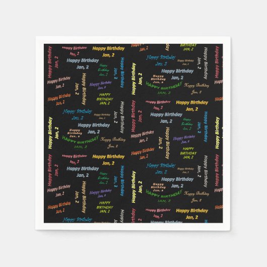 紙ナプキンズ1月2誕生日 スタンダードカクテルナプキン (正面)