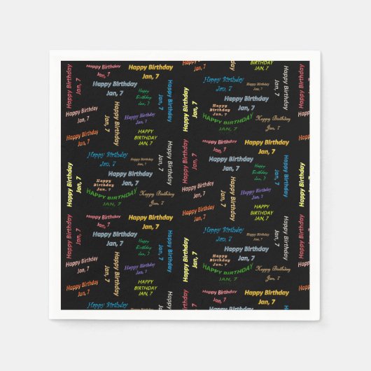 紙ナプキンズ1月7誕生日 スタンダードカクテルナプキン (正面)