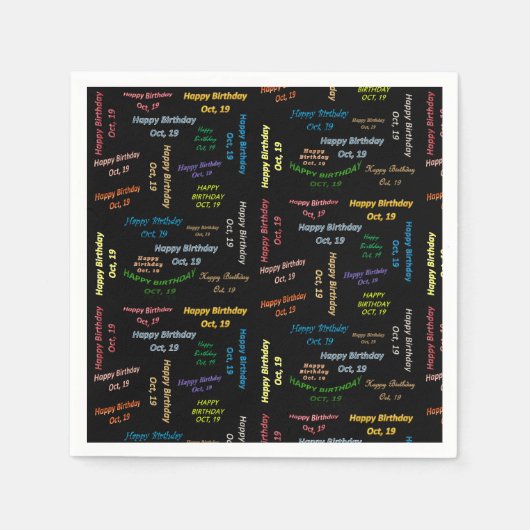 紙ナプキンズ10月19誕生日 スタンダードカクテルナプキン (正面)