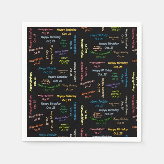 紙ナプキンズ10月25誕生日 スタンダードカクテルナプキン (正面)