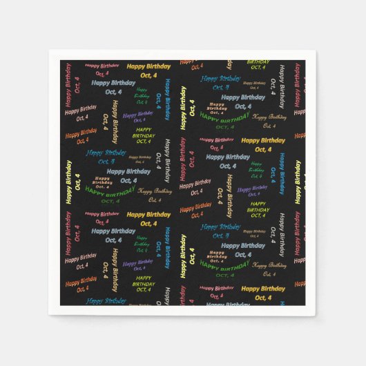 紙ナプキンズ10月4誕生日 スタンダードカクテルナプキン (正面)