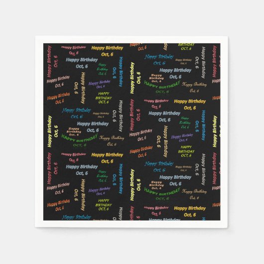 紙ナプキンズ10月6誕生日 スタンダードカクテルナプキン (正面)