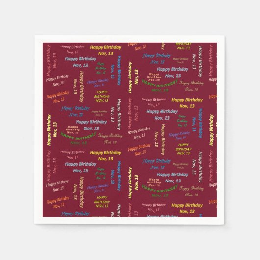 紙ナプキンズ11月13誕生日 スタンダードカクテルナプキン (正面)