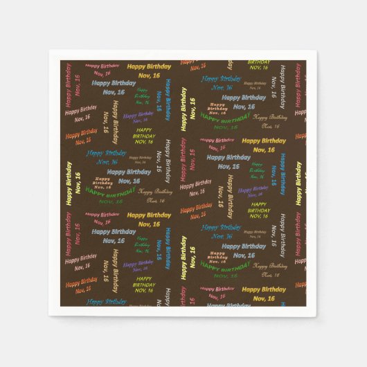 紙ナプキンズ11月16誕生日 スタンダードカクテルナプキン (正面)