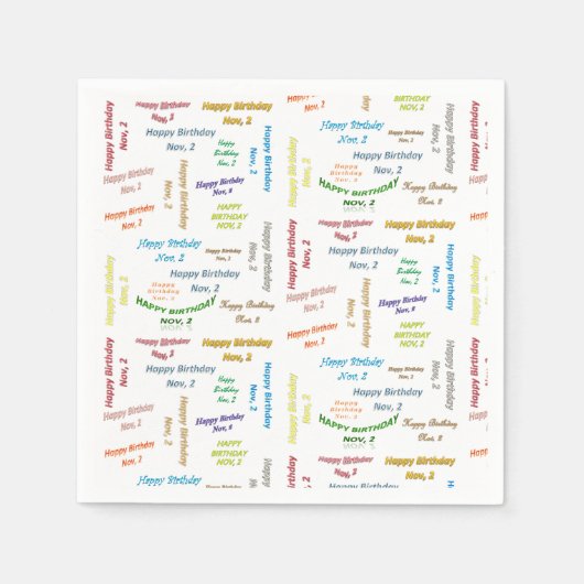 紙ナプキンズ11月2誕生日 スタンダードカクテルナプキン (正面)