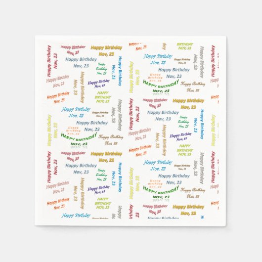 紙ナプキンズ11月23誕生日 スタンダードカクテルナプキン (正面)