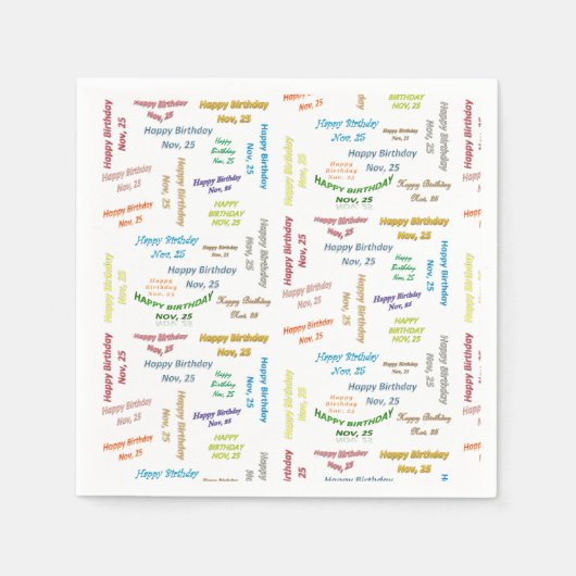 紙ナプキンズ11月25誕生日 スタンダードカクテルナプキン (正面)