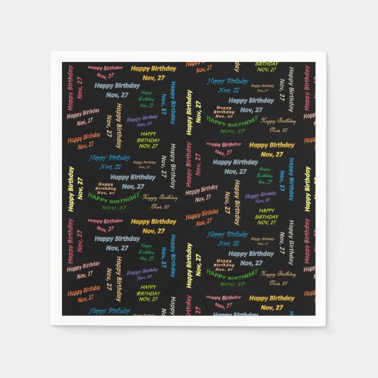 紙ナプキンズ11月27誕生日 スタンダードカクテルナプキン (正面)