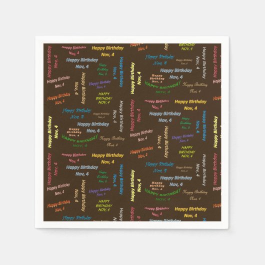 紙ナプキンズ11月4誕生日 スタンダードカクテルナプキン (正面)