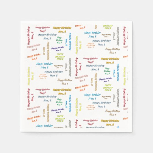 紙ナプキンズ11月8誕生日 スタンダードカクテルナプキン (正面)