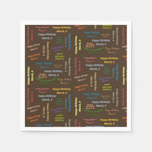 紙ナプキンズ3月6誕生日 スタンダードカクテルナプキン (正面)
