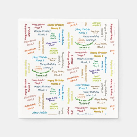 紙ナプキンズ3月8誕生日 スタンダードカクテルナプキン (正面)