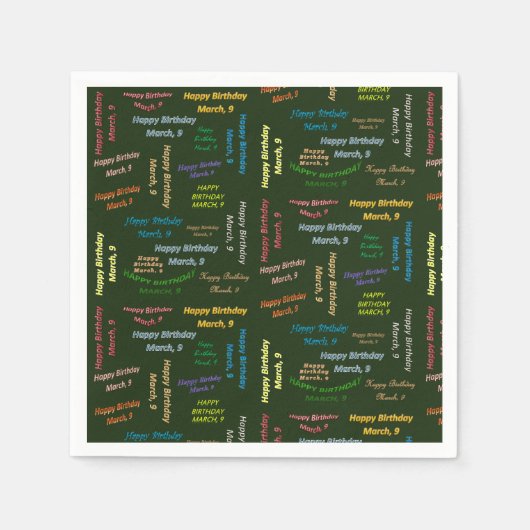 紙ナプキンズ3月9誕生日 スタンダードカクテルナプキン (正面)