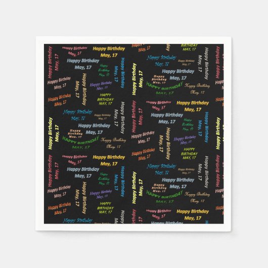 紙ナプキンズ5月17誕生日 スタンダードカクテルナプキン (正面)
