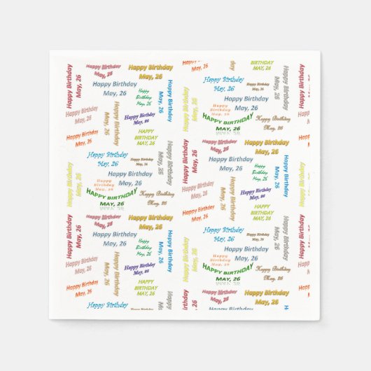 紙ナプキンズ5月26誕生日 スタンダードカクテルナプキン (正面)