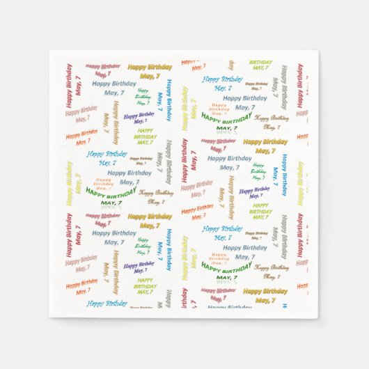 紙ナプキンズ5月7誕生日 スタンダードカクテルナプキン (正面)