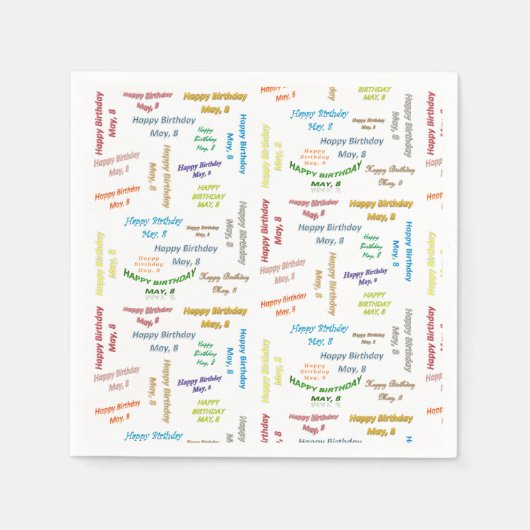 紙ナプキンズ5月8誕生日 スタンダードカクテルナプキン (正面)
