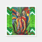 紙ナプキンズ、アフリカ人女性オウム緑 スタンダードカクテルナプキン (正面)