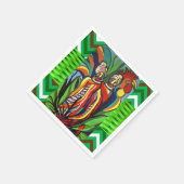 紙ナプキンズ、アフリカ人女性オウム緑 スタンダードカクテルナプキン (角)