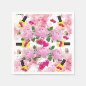 紙ナプキンズ、イエロー爪、 ネイルポーランドフローラハート スタンダードカクテルナプキン (正面)