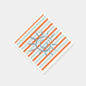 紙ナプキンズ、オレンジとブルーストライプの星 スタンダードカクテルナプキン (角)